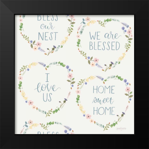 Spring Sentiments Pattern VIIB Black Modern Wood Framed Art Print by Jackson, Jenaya