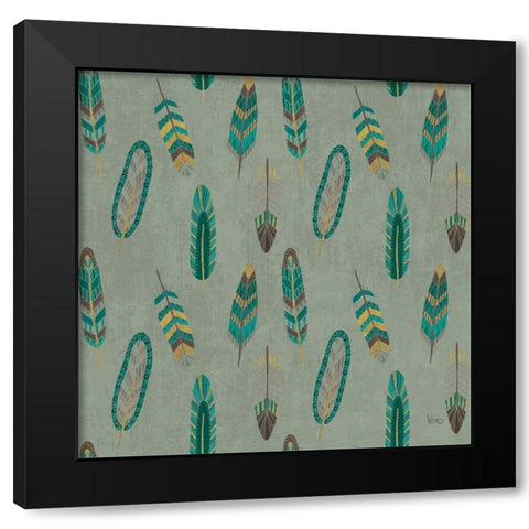 Cool Feathers Step 11B Black Modern Wood Framed Art Print with Double Matting by Charron, Veronique