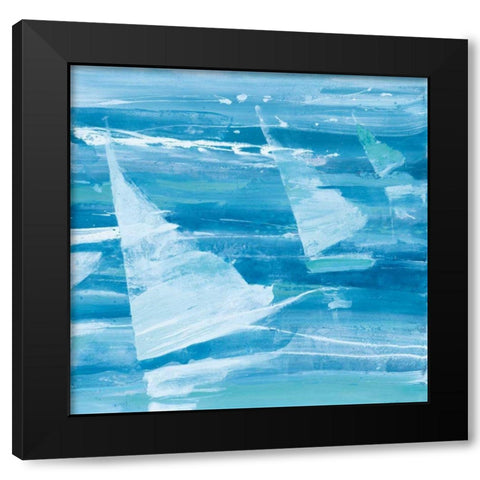 Summer Sail II Blue Black Modern Wood Framed Art Print with Double Matting by Hristova, Albena
