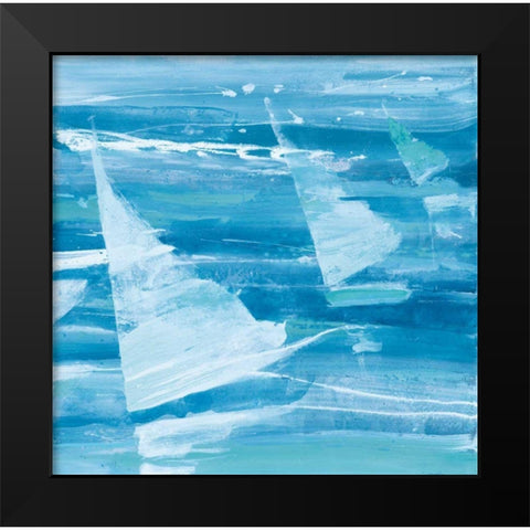 Summer Sail II Blue Black Modern Wood Framed Art Print by Hristova, Albena