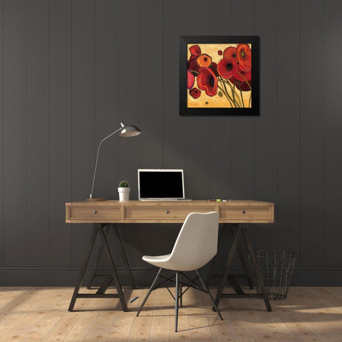 Poppies WIldly I Black Modern Wood Framed Art Print by Novak, Shirley