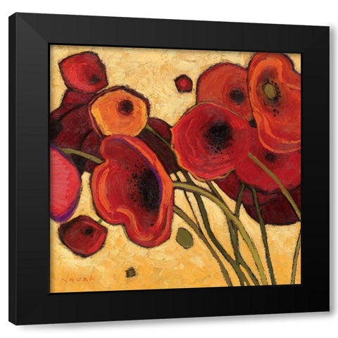 Poppies WIldly I Black Modern Wood Framed Art Print by Novak, Shirley