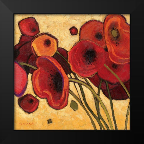Poppies WIldly I Black Modern Wood Framed Art Print by Novak, Shirley