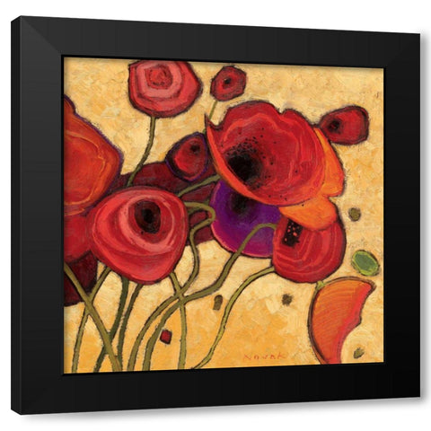 Poppies Wildly II Black Modern Wood Framed Art Print with Double Matting by Novak, Shirley