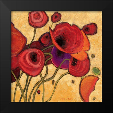 Poppies Wildly II Black Modern Wood Framed Art Print by Novak, Shirley