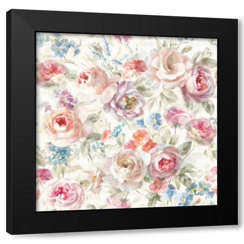 Cottage Garden Pattern I Black Modern Wood Framed Art Print with Double Matting by Nai, Danhui