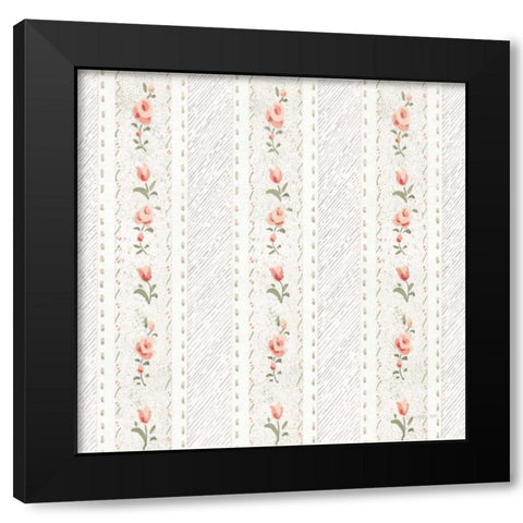 Cottage Garden Pattern IV Black Modern Wood Framed Art Print by Nai, Danhui