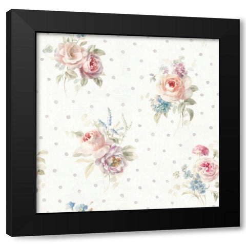 Cottage Garden Pattern VIIIA Black Modern Wood Framed Art Print by Nai, Danhui