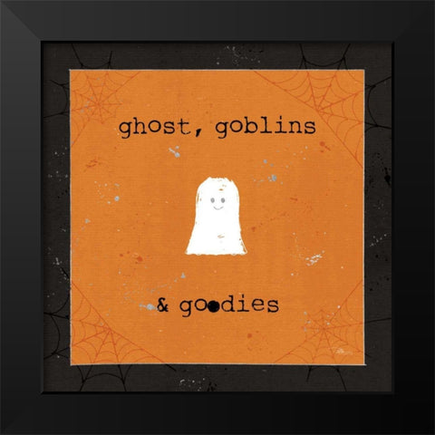 Spooky Cuties III Ghost Black Modern Wood Framed Art Print by Pela Studio