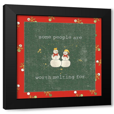 Christmas Cuties IV Dark Green Black Modern Wood Framed Art Print with Double Matting by Pela Studio
