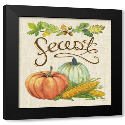 Autumn Harvest II Linen Black Modern Wood Framed Art Print with Double Matting by Urban, Mary