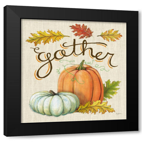 Autumn Harvest III Linen Black Modern Wood Framed Art Print with Double Matting by Urban, Mary