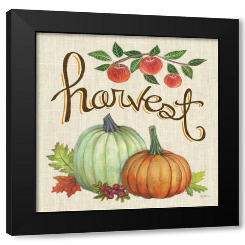 Autumn Harvest IV Linen Black Modern Wood Framed Art Print by Urban, Mary