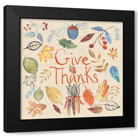 Hello Fall IV Sq Burlap Black Modern Wood Framed Art Print by Zaman, Farida