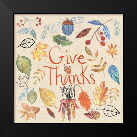 Hello Fall IV Sq Burlap Black Modern Wood Framed Art Print by Zaman, Farida