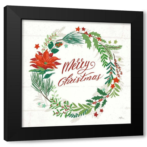 Holiday Joy I Merry Christmas Black Modern Wood Framed Art Print by Penner, Janelle