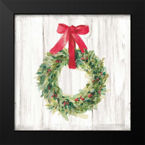 Woodland Holidays Wreath no Bird White Black Modern Wood Framed Art Print by Nai, Danhui