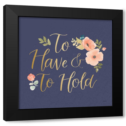 Blooming Delight VII Blue Black Modern Wood Framed Art Print with Double Matting by Jackson, Jenaya
