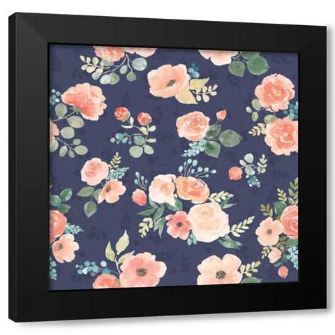 Blooming Delight Pattern IB Black Modern Wood Framed Art Print by Jackson, Jenaya