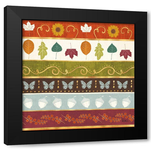 Autumn Otomi Pattern VII Black Modern Wood Framed Art Print with Double Matting by Charron, Veronique