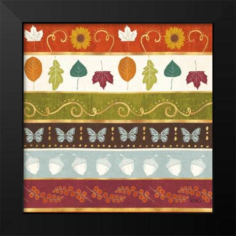 Autumn Otomi Pattern VII Black Modern Wood Framed Art Print by Charron, Veronique