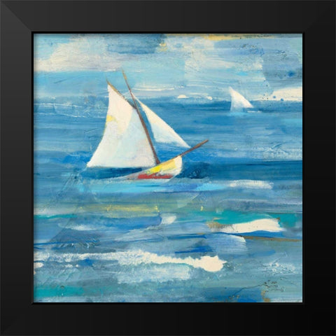 Ocean Sail v2 Light Black Modern Wood Framed Art Print by Hristova, Albena