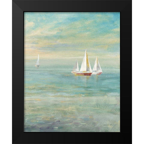 Sunrise Sailboats II Nautical Black Modern Wood Framed Art Print by Nai, Danhui