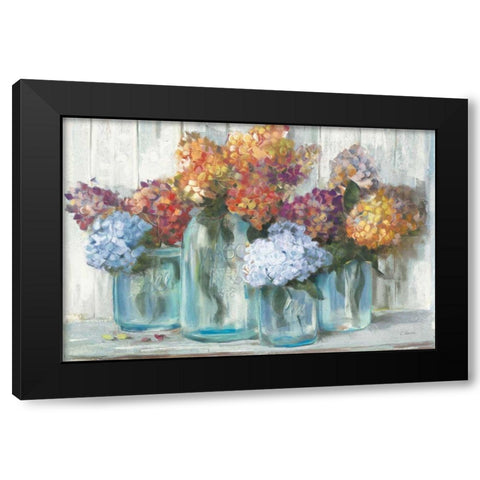 Fall Hydrangeas in Glass Jar Crop Black Modern Wood Framed Art Print with Double Matting by Rowan, Carol