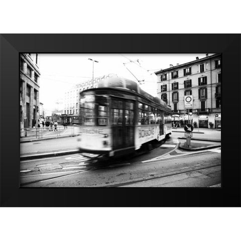 In Town Black Modern Wood Framed Art Print by Aledanda