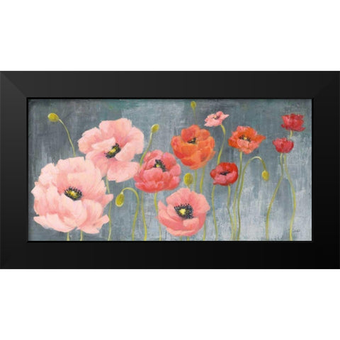 Poppy Party Black Modern Wood Framed Art Print by Purinton, Julia