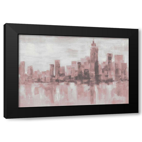 Misty Day in Manhattan Pink Gray Black Modern Wood Framed Art Print by Vassileva, Silvia