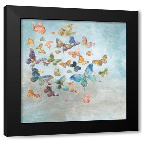 Beautiful Butterflies v3 Square Black Modern Wood Framed Art Print with Double Matting by Nai, Danhui