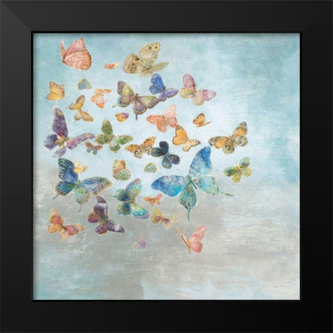 Beautiful Butterflies v3 Square Black Modern Wood Framed Art Print by Nai, Danhui