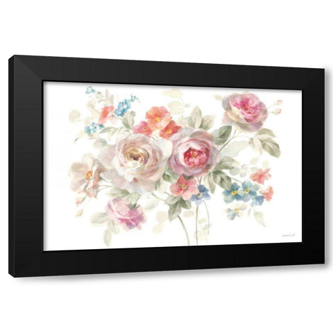 Cottage Garden I on White Black Modern Wood Framed Art Print by Nai, Danhui