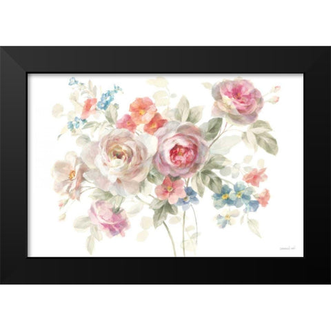 Cottage Garden I on White Black Modern Wood Framed Art Print by Nai, Danhui