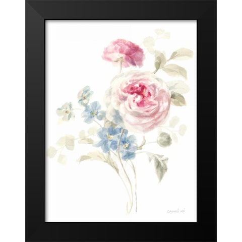 Cottage Garden II on White Black Modern Wood Framed Art Print by Nai, Danhui