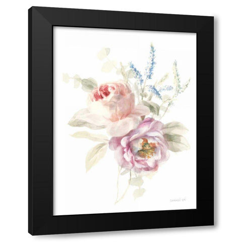 Cottage Garden V on White Black Modern Wood Framed Art Print by Nai, Danhui