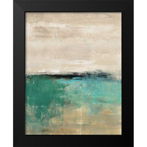 Spring Valley II Teal Black Modern Wood Framed Art Print by Vassileva, Silvia