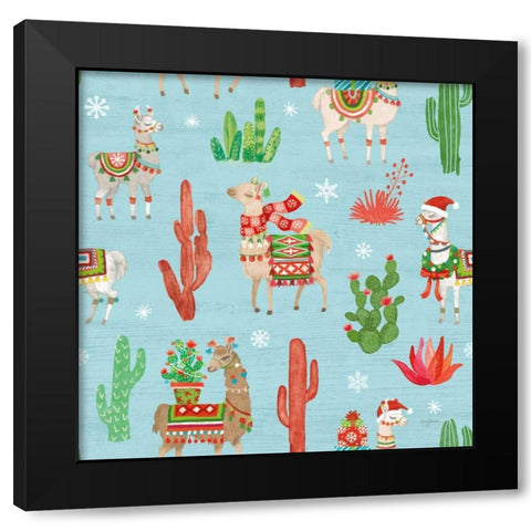 Lovely Llamas Christmas Step 06A Black Modern Wood Framed Art Print with Double Matting by Urban, Mary