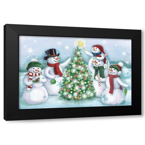 Classic Snowmen IV Dark Black Modern Wood Framed Art Print with Double Matting by Urban, Mary