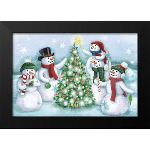 Classic Snowmen IV Dark Black Modern Wood Framed Art Print by Urban, Mary