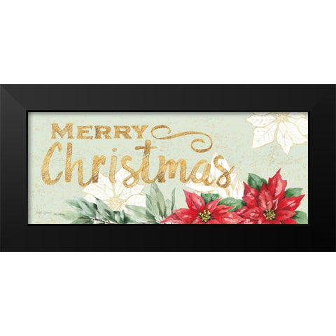 Watercolor Poinsettia Merry Christmas Black Modern Wood Framed Art Print by Grove, Beth