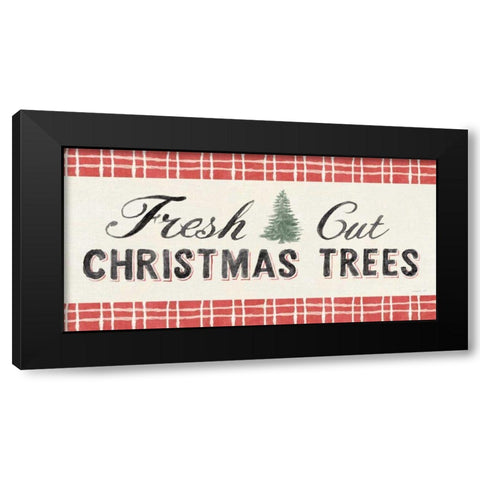 Floursack Holiday V Black Red Border Black Modern Wood Framed Art Print by Nai, Danhui