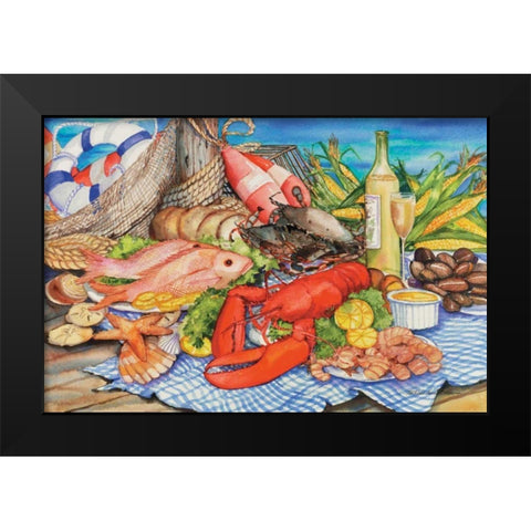 Seafood Platter Black Modern Wood Framed Art Print by McKenna, Kathleen Parr