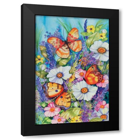 Butterfly Garden Black Modern Wood Framed Art Print with Double Matting by McKenna, Kathleen Parr