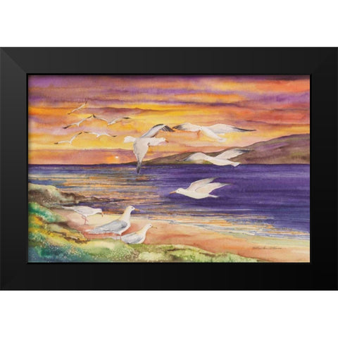 Seagull Sunset Black Modern Wood Framed Art Print by McKenna, Kathleen Parr