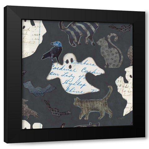 Halloween Whimsy Pattern III Black Modern Wood Framed Art Print with Double Matting by Prahl, Courtney