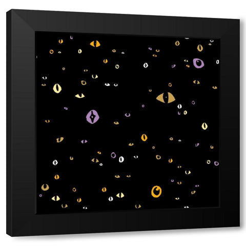 Spooky Halloween Pattern II Black Modern Wood Framed Art Print with Double Matting by Wild Apple Portfolio