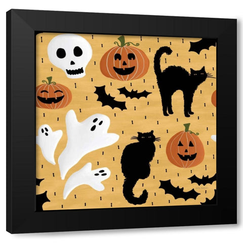 Haunted Hallowee Pattern IV Black Modern Wood Framed Art Print with Double Matting by Marshall, Laura