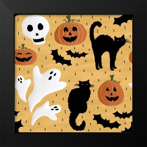 Haunted Hallowee Pattern IV Black Modern Wood Framed Art Print by Marshall, Laura